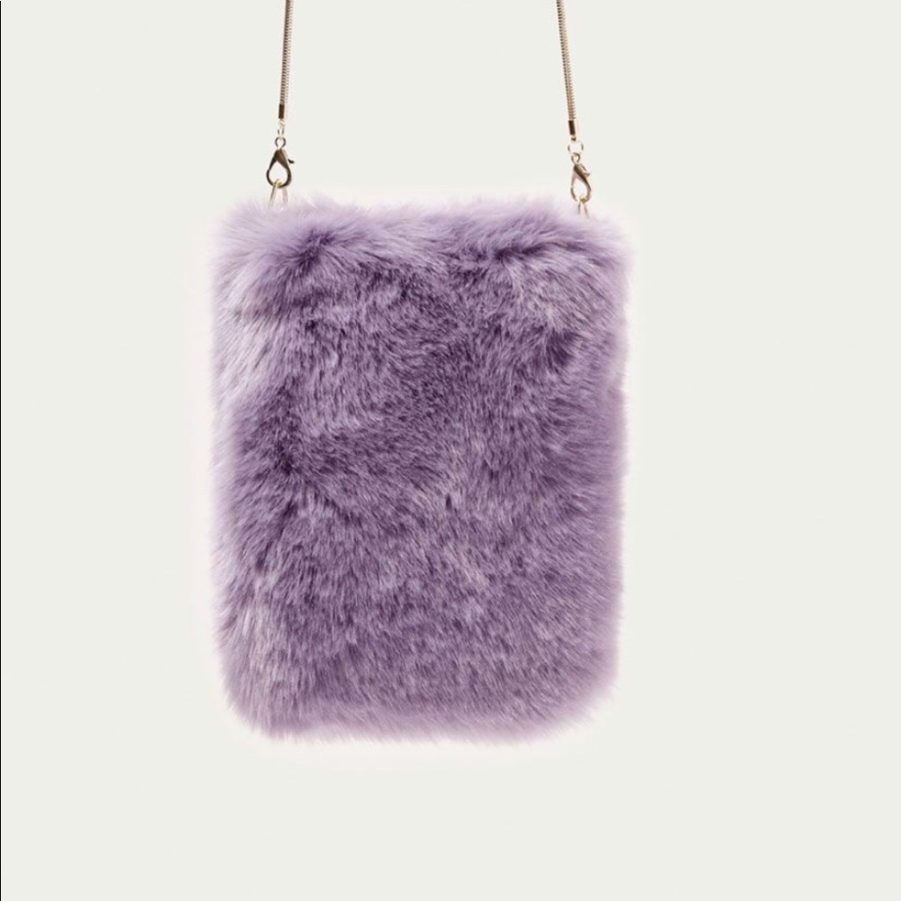 ZARA - Lilac Faux Fur Crossbody Bag